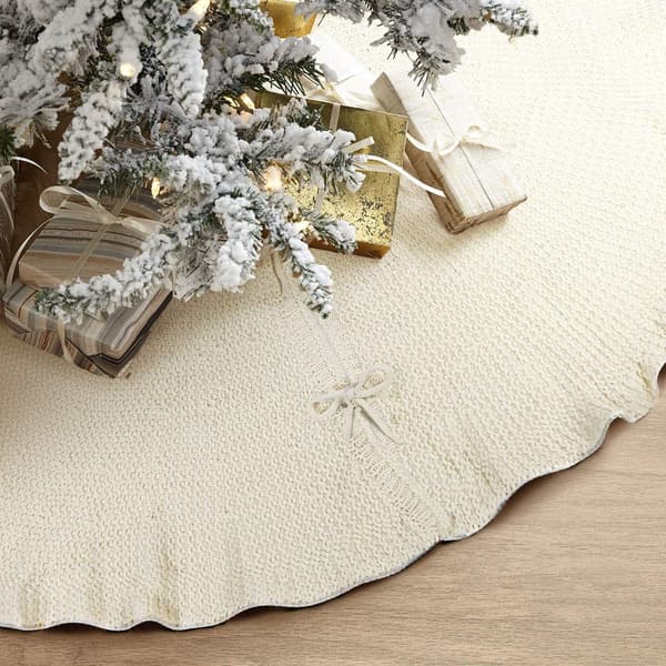 Julgransmatta, 48 tum Chunky Knit Vit Julgransmatta Rusti