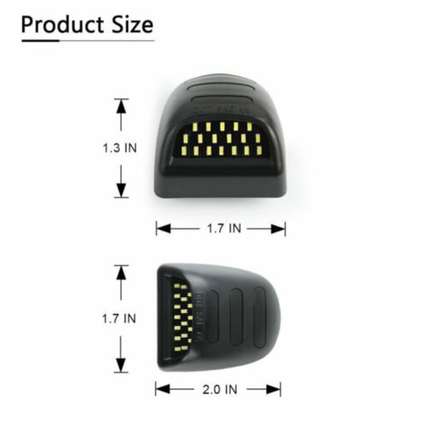 2 × Hvid LED Nummerpladelys Sæt til Silverado GMC Sierra 1