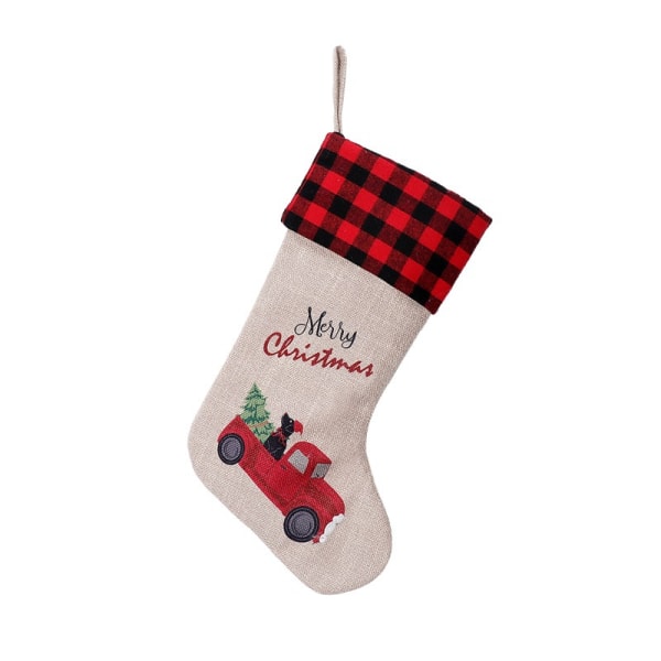 Christmas Stockings Cartoon Car Gingham Socks Christmas Decorati