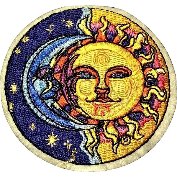 Broderet Applikation Sol Måne og Stjerner Patch - Stryge-på Patch