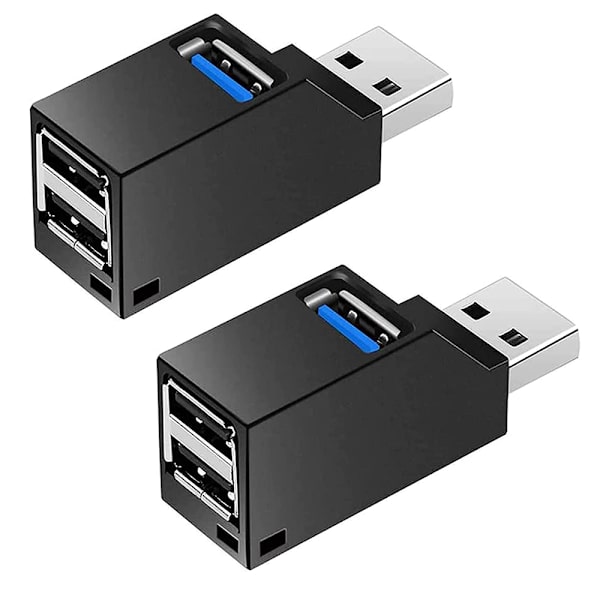 2-pack 3-portars USB 3.0-hubb (2 USB 2.0 + USB 3.0), bärbar adapter