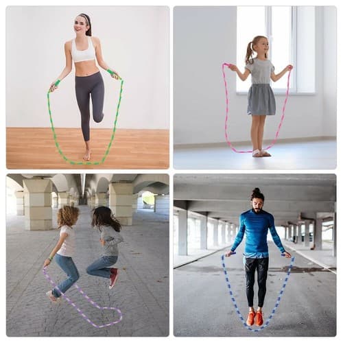 4-pack färgglada hopprep 2,7 m justerbar längd pärlade segment