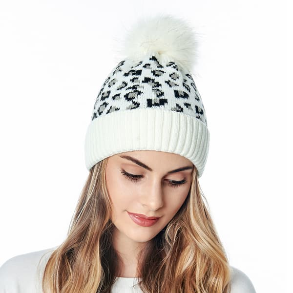 Dam vintermössor stickade linje mössa hatt kall dag skid bobble pom