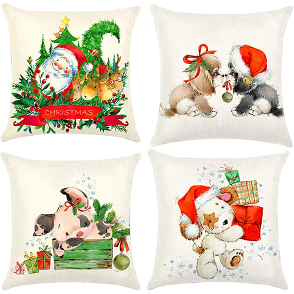 4pcs Christmas pillowcases, Christmas pillowcase cushion, Christ