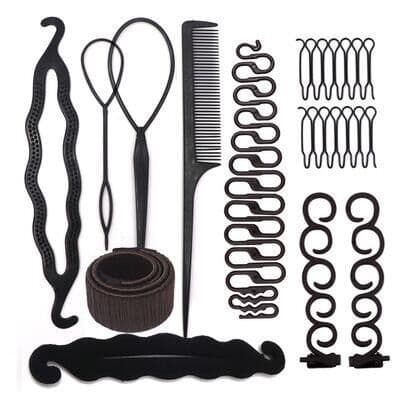 Sæt med 11 hårstyling-tilbehør, hårstyling-kit til kvinder,