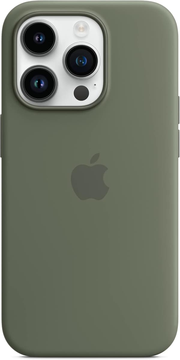 iPhone 14 Pro silikondeksel med MagSafe - Oliven