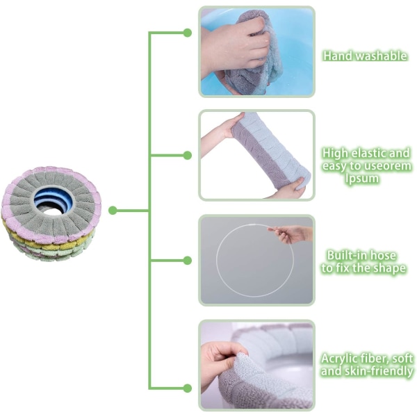 4 pakka paksumpia wc-istuimen kansia kylpyhuoneeseen, joustavat kuitukankaat