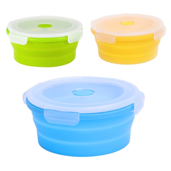 3 Pieces Yellow Blue Green Collapsible Bowl Camping, Collapsible