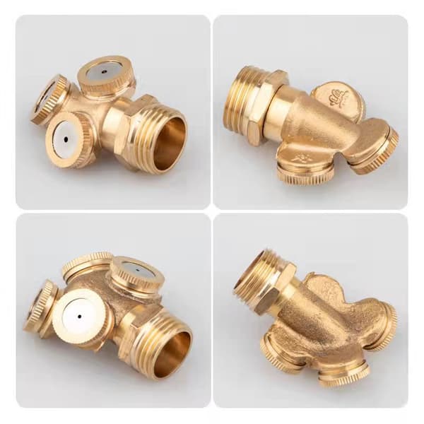 2-pack 4-håls mässingsmunstycke, dimmunstycke trädgårdssprinkler