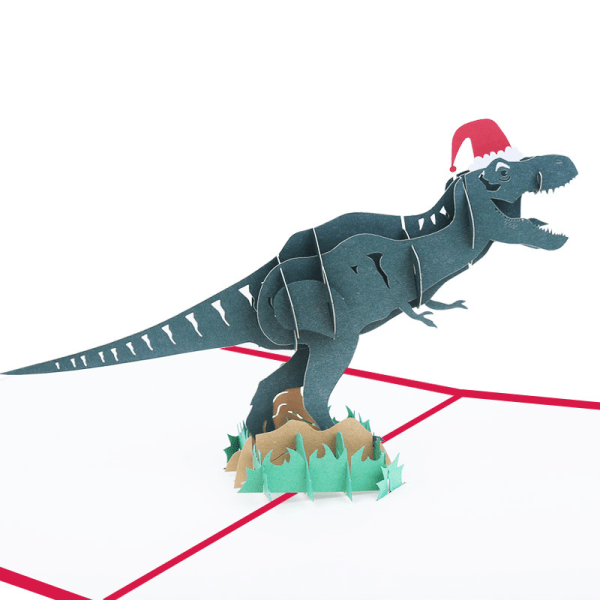 5 julhälsningskort Juldinosaurie 3D gratulationskort P