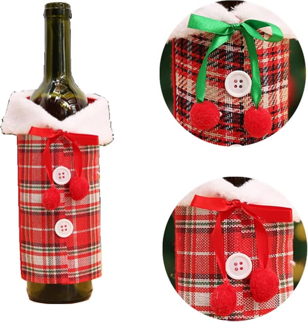 2-pack jultomte-vinsflaskeöverdrag, vinflaskkrage och rumpa