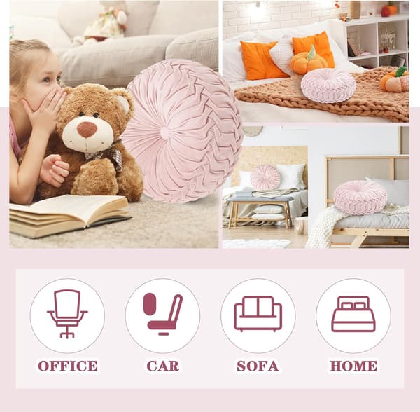Rund sammetskudde, soffa säng sovrum dekorativ prydnadskudde för soffa heminredning (38cm)