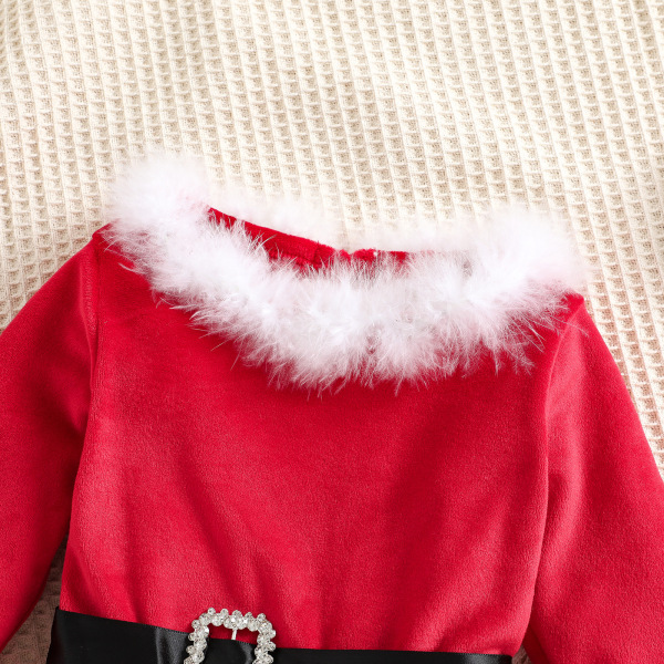 Ny flickklänning jul fleece långärmad stjärnmeshklänning barn