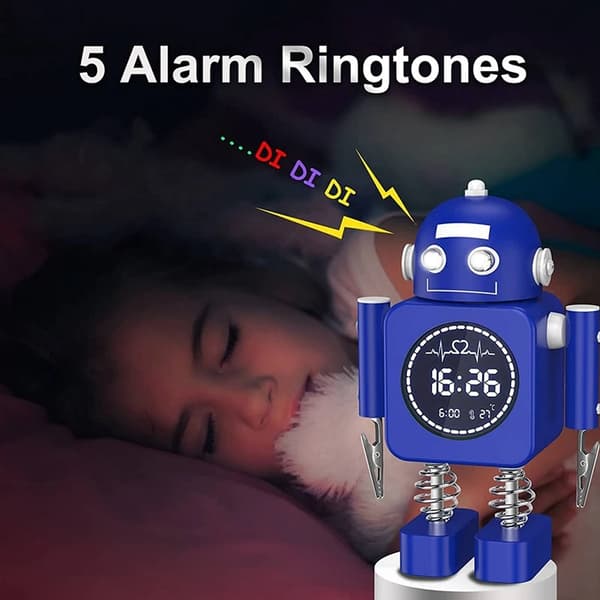 Smart Robot Digital Alarm Clock Temperatur Display Desk Clocks