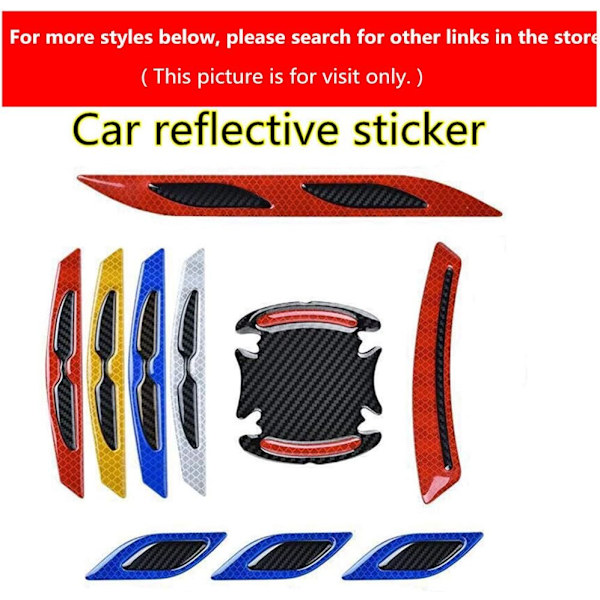 4 stk. 3D Super Sølv Reflekterende Stickers Sort Ægte Carbon Fiber