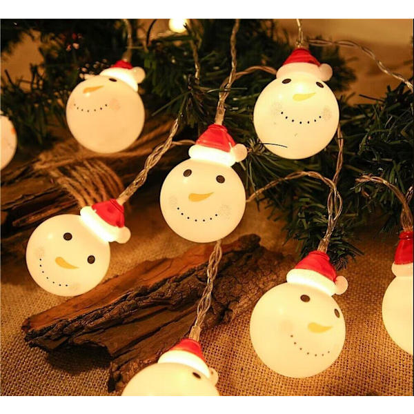 3M-20 Lamp Juldekoration LED Juldag Dekoration Ljus Tomte Snögubbe Strängljus (Batteridriven)