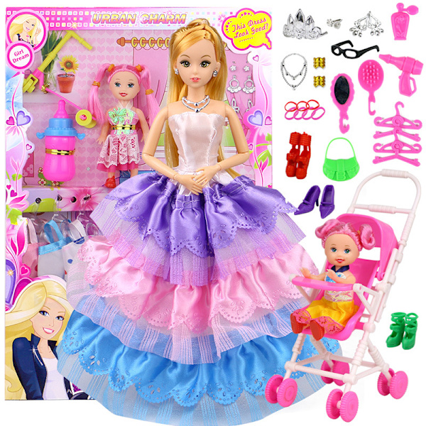 Barbie dockset presentförpackning flicka prinsessbröllopsklänning barnleksak (