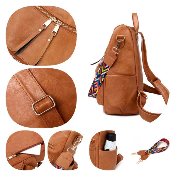 Damväska Ryggsäck Multifunktionell Design Konvertibel Satchel Handväskor Axelväska Reseväska - Brun