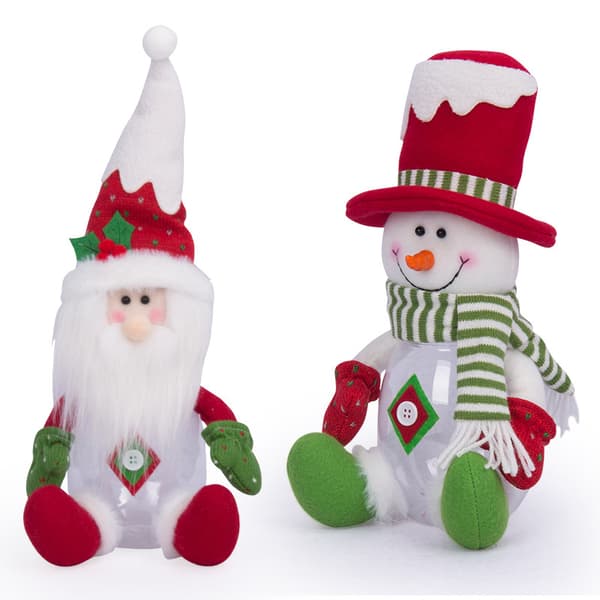 2 st julgodisflaskor juldekoration tomte sno