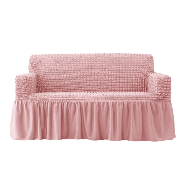 Lett og tilpasset sofaovertrekk, universell, høy strekk, slitesterk møbelbeskytter med skjørt (lærpulver), 2-4 setere 140-185cm