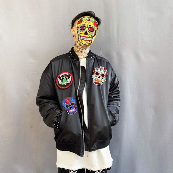 9 KPL Kirjonta Silitys-on Patch Skull Skull Ommeltava Patch Silitys Päällä