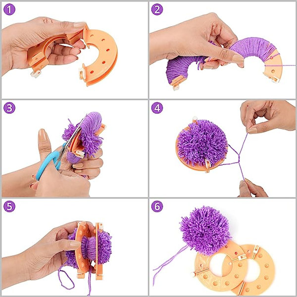 4 st återanvändbara pompom-kit för barn och vuxna
