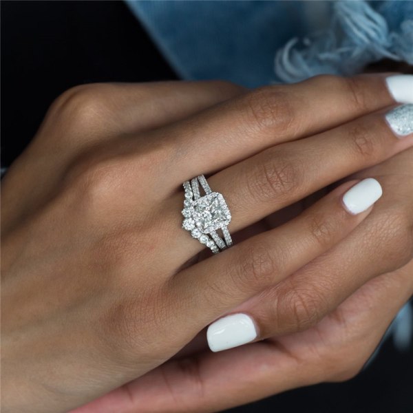Lyx bröllopspresent Silverpläterad Ring för kvinnor Cubic Zirconia