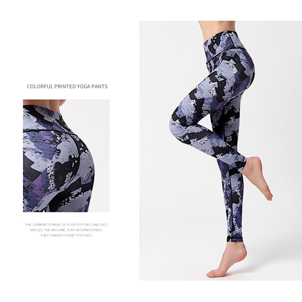 Damer Højtaljede Skinny Trykte Sports Fitness Yoga Bukser-HK280 M