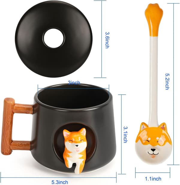 Söt keramisk kaffemugg, 3D-djurmönstrad mugg för te, juice, M