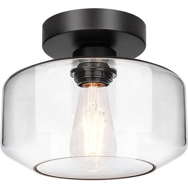 Industriell semi-flush taklampe, 800 lumen LED-pære inkludert