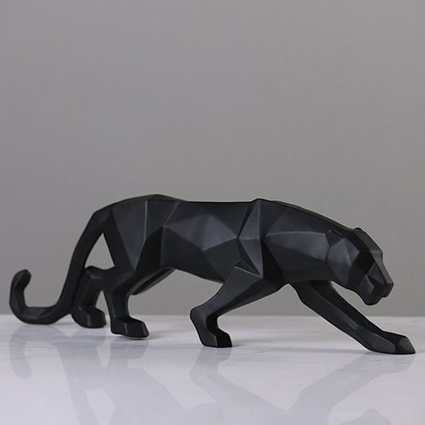 Panter Skulptur Moderne Leopard Statue Geometriske Dyr Resin