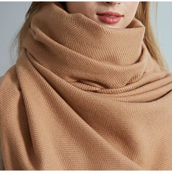 Kvinners ullskjerf Solid Winter Cashmere Water Ripple Versatile