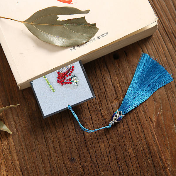 DIY Jultomte Forma Diamantmålning Läder Bokmärke Tassel