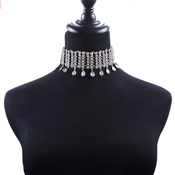 Vintage Boho Täysi Rhinestone Kaulakoru Tassel Korusetti Kerroksellinen