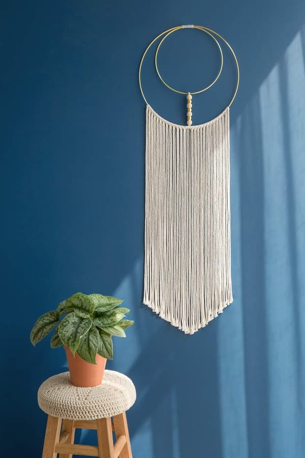 2 Macrame-kudottua boho-seinäkoristetta, boheemi sisustus
