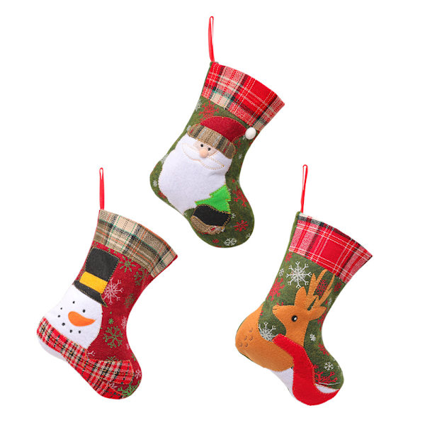 3-pack julstrumpor, stor julklappstrumpa, perso