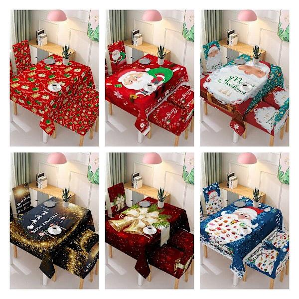 Juleborddekke og stolsekk - Juledekorasjon Elastisk endelstolssekk absorberende duk Tablecloth 140*140cm