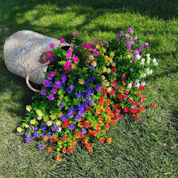 12 stk. Bukett Simulerte Utendørs Planter Kunstige Blomster - Gul