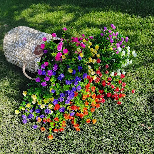 12 stk. Bundt Simulerede Udendørs Planter Kunstige Blomster - Pink