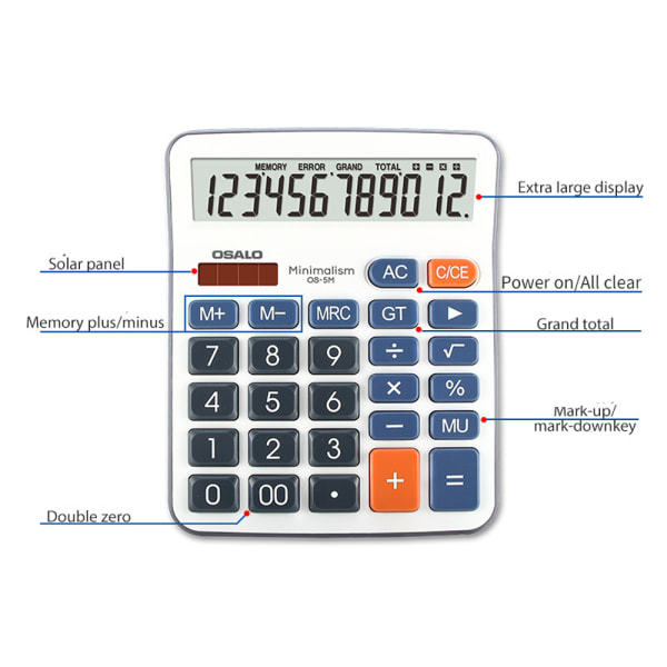 OSALO Desktop Calculator OSALO Beregning 12 Cifret Solar Calcul