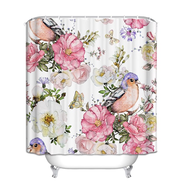 Flamingo Rose Kolibri Rustiikkinen Kylpyhuoneverho 12 Koukulla 180*180cm