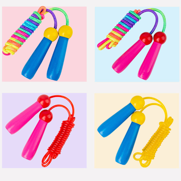 Hopprep för barn, [2-pack] Justerbar bomullsrep med trä