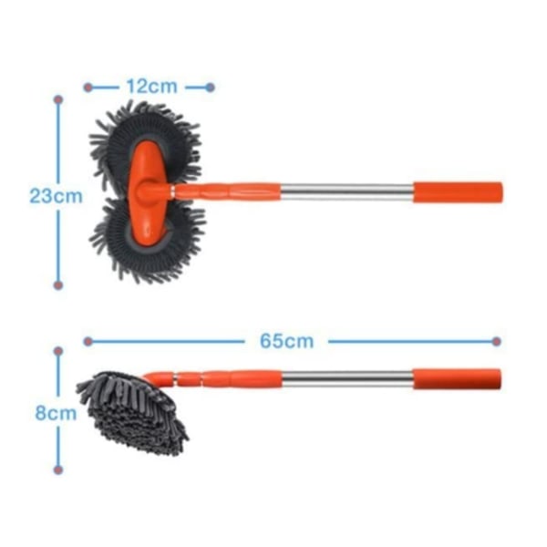 Ny bilvaskbørste med dobbelt lag, sammenleggbart, langt håndtak Spi