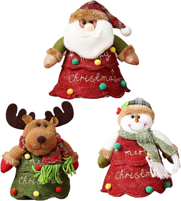 3 st julgodispåsar med tomte, snögubbe och ren