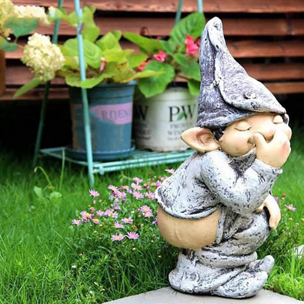 Harpiks skulptur hage gnome morsom figur statue ornament hjem