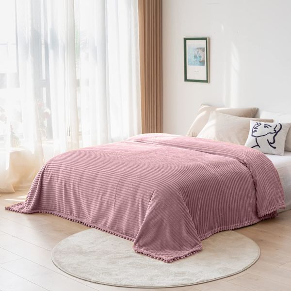 Fleecefilt Tvillingstorlek - 51x59, Rosa - Mjuk, Fluffig, Fluffig, W