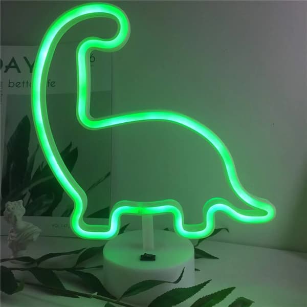 Dinosaur Neon Night Light med USB och batteridriven grön Lam