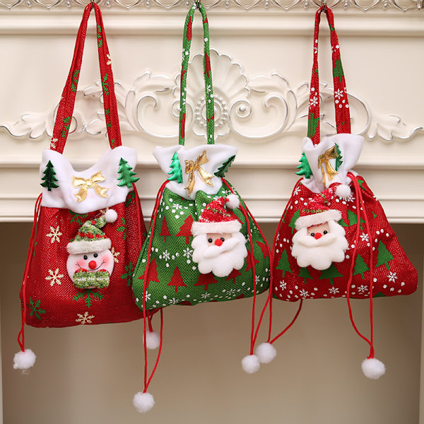 3 juledekorasjoner Ny Santa Claus gavepose julegave
