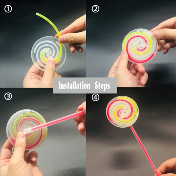 3PCS Candy Glow Sticks Spinning Light Up Lollipop Threaded Wand