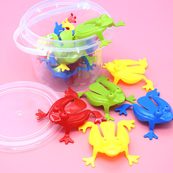 12pcs Jumping Toys Frog Plastic Finger Squeeze Toy for Kids (Ran